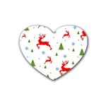 Christmas Texture, Pattern, Red, Craciun, Christmas, Snowflake, Rubber Heart Coaster (4 pack)