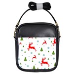 Christmas Texture, Pattern, Red, Craciun, Christmas, Snowflake, Girls Sling Bag