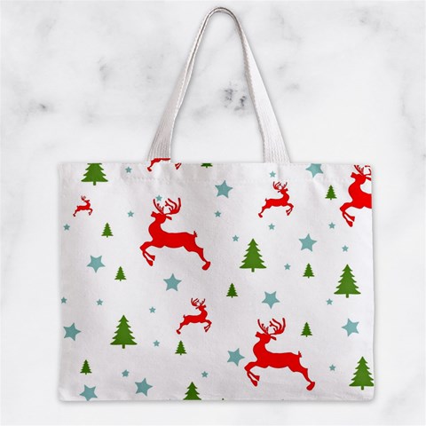 Christmas Texture, Pattern, Red, Craciun, Christmas, Snowflake, Zipper Mini Tote Bag from ArtsNow.com Back