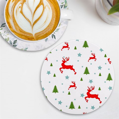 Christmas Texture, Pattern, Red, Craciun, Christmas, Snowflake, UV Print Round Tile Coaster from ArtsNow.com Front