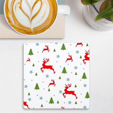 Christmas Texture, Pattern, Red, Craciun, Christmas, Snowflake, UV Print Square Tile Coaster  from ArtsNow.com Front