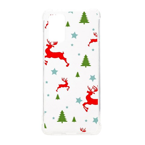 Christmas Texture, Pattern, Red, Craciun, Christmas, Snowflake, Samsung Galaxy S20 Plus 6.7 Inch TPU UV Case from ArtsNow.com Front