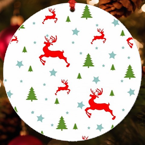 Christmas Texture, Pattern, Red, Craciun, Christmas, Snowflake, UV Print Acrylic Ornament Round from ArtsNow.com Front