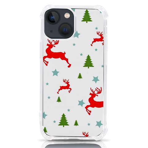 Christmas Texture, Pattern, Red, Craciun, Christmas, Snowflake, iPhone 13 mini TPU UV Print Case from ArtsNow.com Front