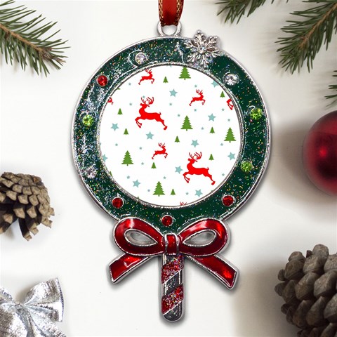 Christmas Texture, Pattern, Red, Craciun, Christmas, Snowflake, Metal X Mas Lollipop with Crystal Ornament from ArtsNow.com Front