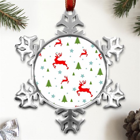 Christmas Texture, Pattern, Red, Craciun, Christmas, Snowflake, Metal Small Snowflake Ornament from ArtsNow.com Front