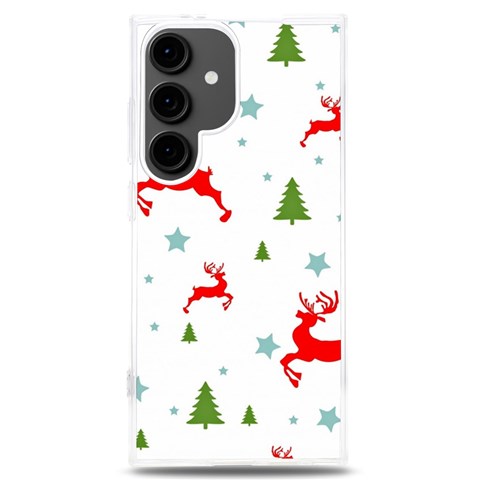 Christmas Texture, Pattern, Red, Craciun, Christmas, Snowflake, Samsung Galaxy S24 Plus 6.7 Inch TPU UV Case from ArtsNow.com Front