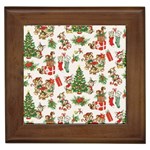 Christmas Texture, Pattern, Red, Tree, Craciun, Green, Christmas Framed Tile