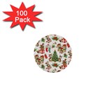 Christmas Texture, Pattern, Red, Tree, Craciun, Green, Christmas 1  Mini Buttons (100 pack) 