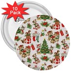 Christmas Texture, Pattern, Red, Tree, Craciun, Green, Christmas 3  Buttons (10 pack) 