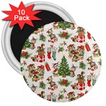 Christmas Texture, Pattern, Red, Tree, Craciun, Green, Christmas 3  Magnets (10 pack) 