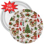 Christmas Texture, Pattern, Red, Tree, Craciun, Green, Christmas 3  Buttons (100 pack) 