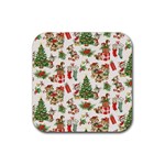 Christmas Texture, Pattern, Red, Tree, Craciun, Green, Christmas Rubber Coaster (Square)