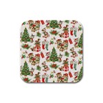 Christmas Texture, Pattern, Red, Tree, Craciun, Green, Christmas Rubber Square Coaster (4 pack)