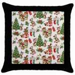 Christmas Texture, Pattern, Red, Tree, Craciun, Green, Christmas Throw Pillow Case (Black)