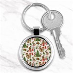 Christmas Texture, Pattern, Red, Tree, Craciun, Green, Christmas Key Chain (Round)