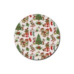 Christmas Texture, Pattern, Red, Tree, Craciun, Green, Christmas Rubber Coaster (Round)