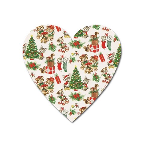 Christmas Texture, Pattern, Red, Tree, Craciun, Green, Christmas Heart Magnet from ArtsNow.com Front