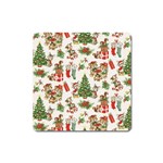 Christmas Texture, Pattern, Red, Tree, Craciun, Green, Christmas Square Magnet