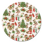 Christmas Texture, Pattern, Red, Tree, Craciun, Green, Christmas Magnet 5  (Round)