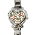 Christmas Texture, Pattern, Red, Tree, Craciun, Green, Christmas Heart Italian Charm Watch