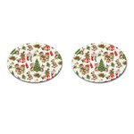 Christmas Texture, Pattern, Red, Tree, Craciun, Green, Christmas Cufflinks (Oval)