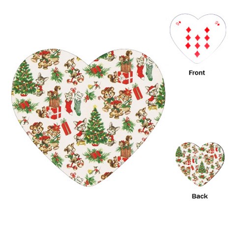 Christmas Texture, Pattern, Red, Tree, Craciun, Green, Christmas Playing Cards Single Design (Heart) from ArtsNow.com Front