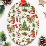 Christmas Texture, Pattern, Red, Tree, Craciun, Green, Christmas Oval Ornament (Two Sides)