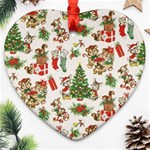 Christmas Texture, Pattern, Red, Tree, Craciun, Green, Christmas Heart Ornament (Two Sides)