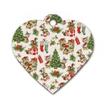 Christmas Texture, Pattern, Red, Tree, Craciun, Green, Christmas Dog Tag Heart (Two Sides)