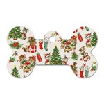 Christmas Texture, Pattern, Red, Tree, Craciun, Green, Christmas Dog Tag Bone (Two Sides)