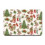 Christmas Texture, Pattern, Red, Tree, Craciun, Green, Christmas Small Doormat