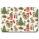 Christmas Texture, Pattern, Red, Tree, Craciun, Green, Christmas Large Doormat