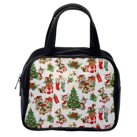 Christmas Texture, Pattern, Red, Tree, Craciun, Green, Christmas Classic Handbag (One Side) from ArtsNow.com Front