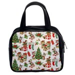 Christmas Texture, Pattern, Red, Tree, Craciun, Green, Christmas Classic Handbag (Two Sides)