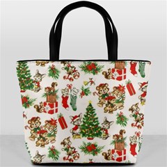 Christmas Texture, Pattern, Red, Tree, Craciun, Green, Christmas Bucket Bag from ArtsNow.com Front