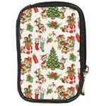 Christmas Texture, Pattern, Red, Tree, Craciun, Green, Christmas Compact Camera Leather Case