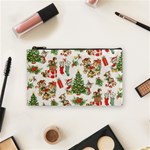 Christmas Texture, Pattern, Red, Tree, Craciun, Green, Christmas Cosmetic Bag (Small)