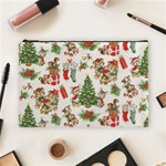 Christmas Texture, Pattern, Red, Tree, Craciun, Green, Christmas Cosmetic Bag (Large)