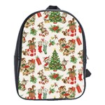 Christmas Texture, Pattern, Red, Tree, Craciun, Green, Christmas School Bag (Large)