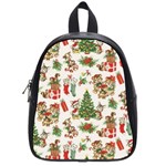 Christmas Texture, Pattern, Red, Tree, Craciun, Green, Christmas School Bag (Small)