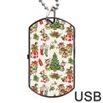 Christmas Texture, Pattern, Red, Tree, Craciun, Green, Christmas Dog Tag USB Flash (One Side)