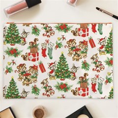 Christmas Texture, Pattern, Red, Tree, Craciun, Green, Christmas Cosmetic Bag (XXL) from ArtsNow.com Front