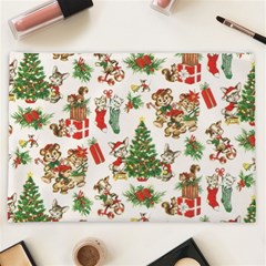 Christmas Texture, Pattern, Red, Tree, Craciun, Green, Christmas Cosmetic Bag (XXL) from ArtsNow.com Back