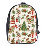 Christmas Texture, Pattern, Red, Tree, Craciun, Green, Christmas School Bag (XL)