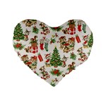 Christmas Texture, Pattern, Red, Tree, Craciun, Green, Christmas Standard 16  Premium Heart Shape Cushions