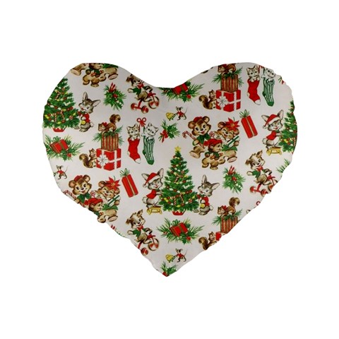 Christmas Texture, Pattern, Red, Tree, Craciun, Green, Christmas Standard 16  Premium Heart Shape Cushions from ArtsNow.com Back