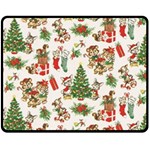 Christmas Texture, Pattern, Red, Tree, Craciun, Green, Christmas Two Sides Fleece Blanket (Medium)