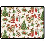 Christmas Texture, Pattern, Red, Tree, Craciun, Green, Christmas Two Sides Fleece Blanket (Large)