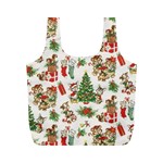 Christmas Texture, Pattern, Red, Tree, Craciun, Green, Christmas Full Print Recycle Bag (M)